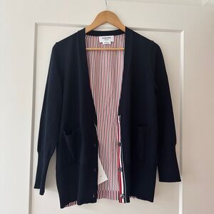 Thom browne wool cardigan in navy